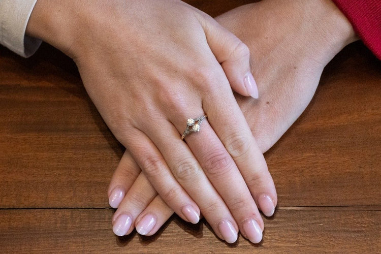 Bague 59 Bague classique avec diamants taille ancienne en or jaune et platine 58 Facettes 11613