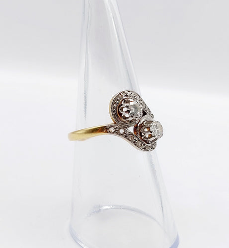 Bague 52 Bague toi et moi antique or jaune et diamants 58 Facettes A05760