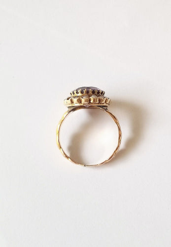 Bague 56 Bague ancienne or jaune 18k - Améthyste et Perles 58 Facettes