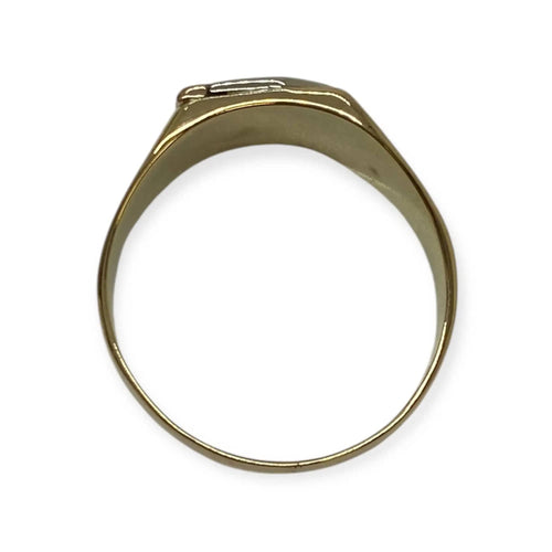 Bague 70 Chevalière trois ors en or jaune, blanc et rose 750 58 Facettes 330086886