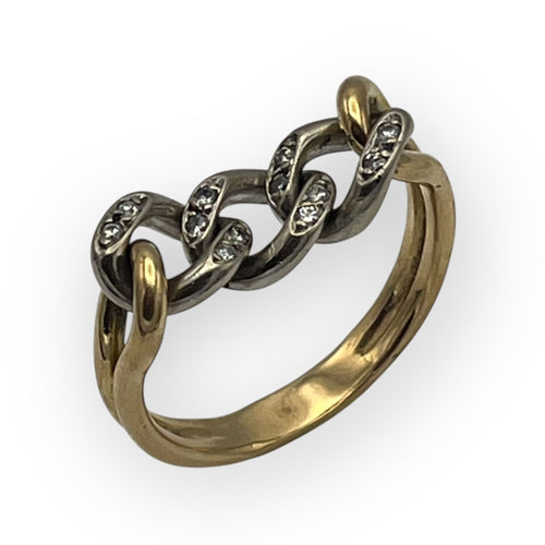 Bague 60 Bague chaîne en or blanc, or jaune et diamants 58 Facettes 149057140