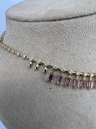 Collier Collier ras du cou en saphir rose et diamant 58 Facettes NECK-462