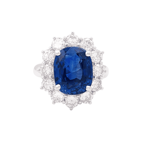 Bague 52 Bague "Pompadour" or blanc, diamants, saphir. 58 Facettes 34460