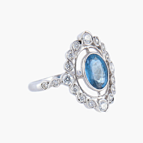 Bague 52 Bague style art déco Saphir Diamants 58 Facettes AB145