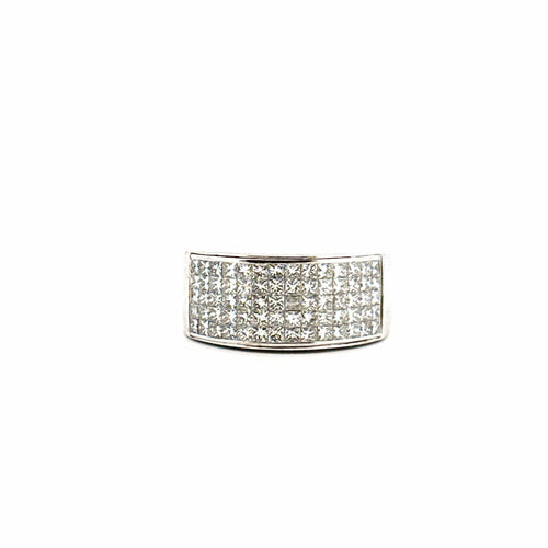 Bague 55 Bague en or blanc pavage de diamants princesses 58 Facettes