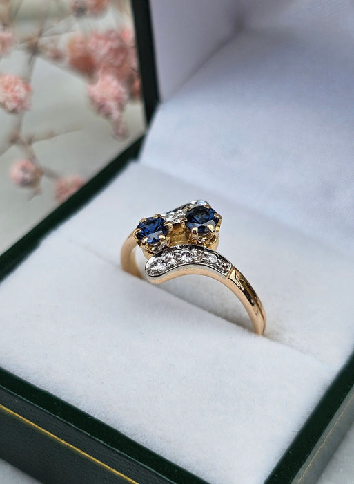 Toi et Moi Saphir-Diamant-Ring