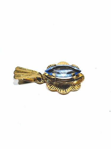 Pendentif Pendentif topaze bleue en or champagne 18 carats 58 Facettes