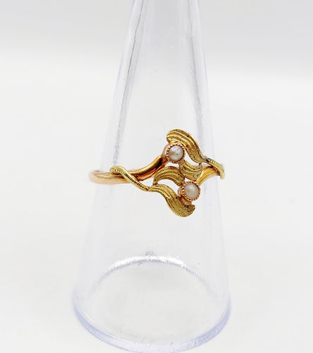 Bague 58 Bague Toi et Moi Art Nouveau or rose et jaune et perles (circa 1910) 58 Facettes A06373