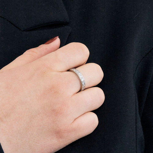 Bague 53 Alliance Américaine or blanc et diamants 58 Facettes GU198