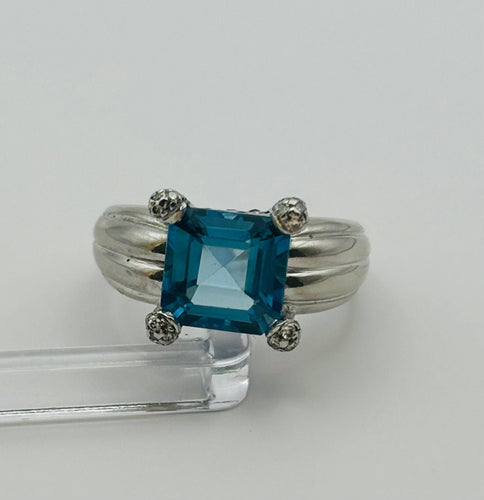 Bague Bague en platine et topaze 58 Facettes 50112