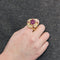 Bague 63 Importante bague or jaune et imposant rubis cabochon 58 Facettes ALGU31