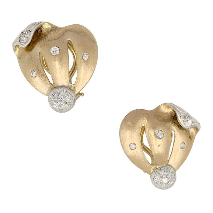 Boucles d'oreilles Clips d'oreilles or rose, diamants. 58 Facettes 33785