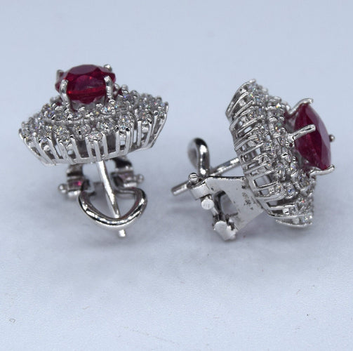 Boucles d'oreilles Boucles d'oreilles diamants rubis or blanc 58 Facettes