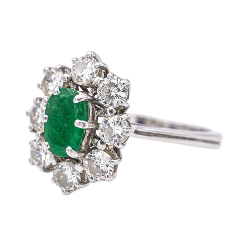 Bague 55 Bague  Pompadour   Or blanc, Platine Emeraude, Diamant 58 Facettes 4183602CN