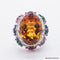 Bague 54.5 Bague or blanc, citrine, diamants 58 Facettes 4330