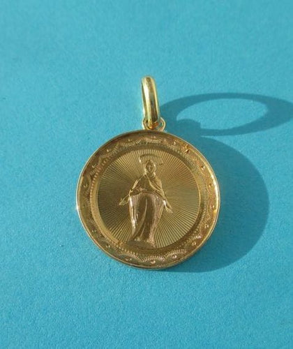 Médaille pendentif Vierge Miraculeuse ancienne en or rose 18 carats