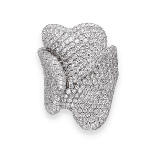 Bague Bague Palmiero Coeurs sertie de 7,50 Cts de diamants brillants en or gris 18k. Taille 53. 58 Facettes