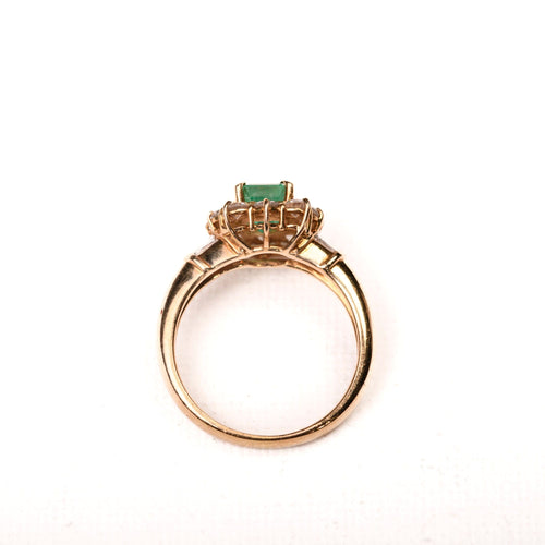 Bague 53 Bague marguerite émeraude de Colombie diamants en or jaune 58 Facettes LMB-312