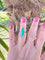 Bague 55.5 Bague Marquise cabochon de turquoise 58 Facettes AA 1669