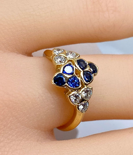 Mauboussin - Prsten ze žlutého zlata 18 karátů se safíry a diamanty 