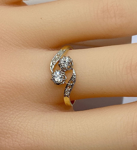 Bague 54 Bague toi et moi en or 18 carats en diamants, vers 1900 58 Facettes AB553