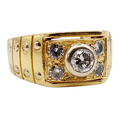 Bague 60 Bague chevalière Art Déco or jaune et diamants 58 Facettes A06309