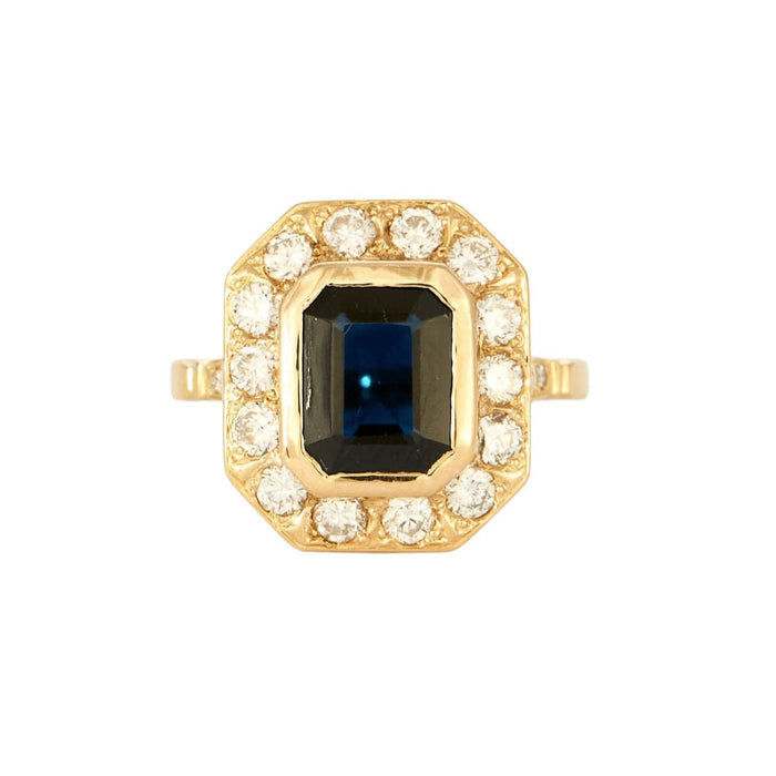 Bague 58 Bague en or jaune ornée d'un saphir et diamants 58 Facettes GS1