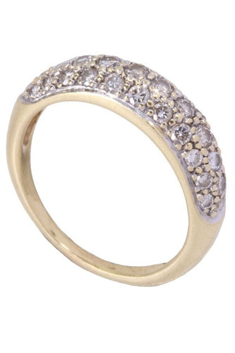 Bague 58 Bague jonc or jaune pavage diamants 58 Facettes 083641