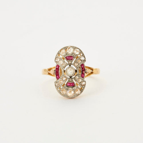 Bague Bague "Art Déco" Diamants & Rubis 58 Facettes