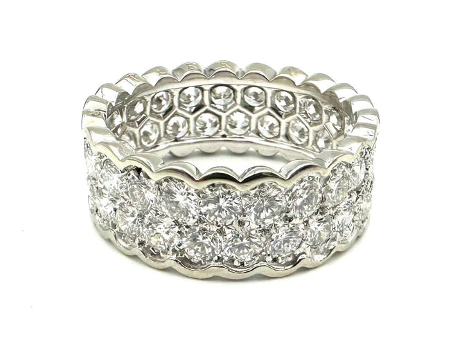 Bague 56.5 OJ PERRIN. Bague or blanc, platine et diamants 3.20ct 58 Facettes