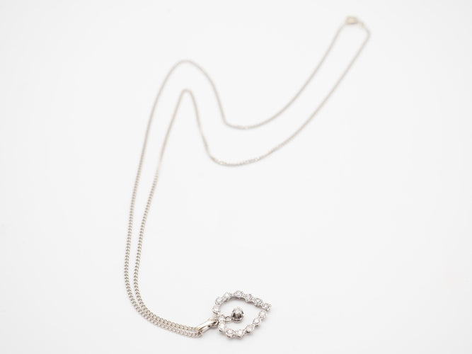 Collier Collier or blanc 750 coeur et diamants chaine gourmet 58 Facettes