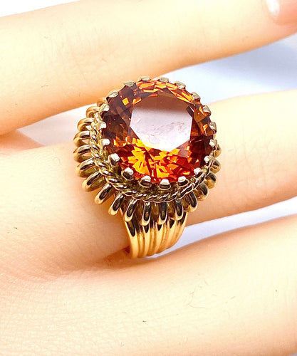 Bague 51 Bague en or jaune 18 carats et citrine Madère 58 Facettes AB496