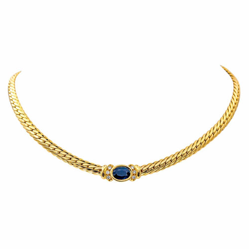 Collier Collier  Or jaune Saphir, Diamant 58 Facettes 4410624CN