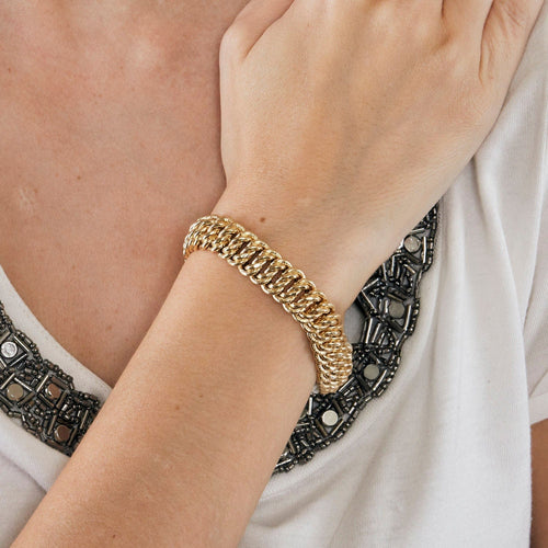 Bracelet Gourmette maille américaine or jaune 58 Facettes LP723