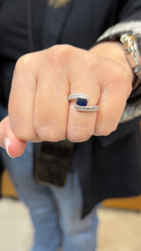 Bague 53 Bague saphir et diamants or blanc 18 carats 58 Facettes