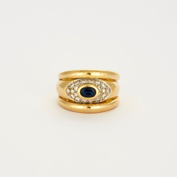 Yellow gold sapphire and diamond ring