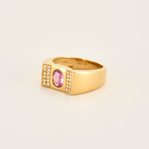 Bague 55.5 Bague or jaune saphir rose diamants 58 Facettes LP1054/12