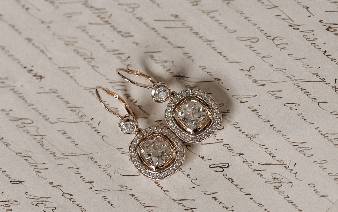 Boucles d'oreilles Boucles d'oreilles anciennes diamants old mine cut 58 Facettes