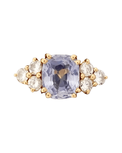 Bague 55 Bague jarretière saphir et diamants en or jaune 18 carats 58 Facettes