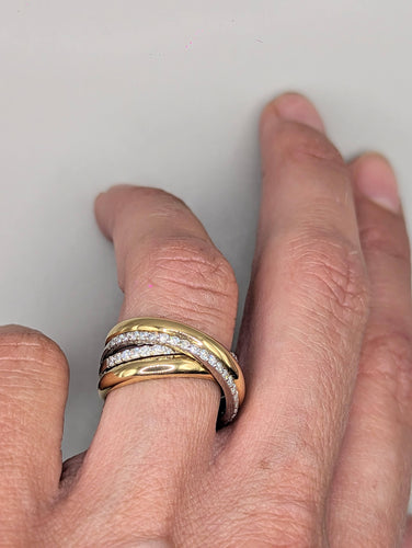 Bague 54 Alliance 4 anneaux en or et diamants 58 Facettes