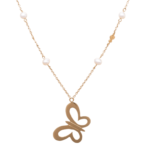 Naszyjnik z żółtego złota i pereł hodowlanych 