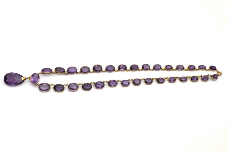 Starobylý náhrdelník Rivièra ze zlata a ametystů, první polovina 20. století 