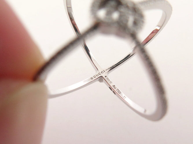 Bague 51 bague GUCCI gg running 7mm en or blanc 18k 108 diamants t51 58 Facettes 271885