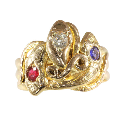 Bague 58 Bague Serpent Victorienne : Un Trio Symbolique en Or 58 Facettes 24137-0077