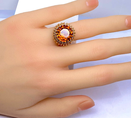 Bague 51.5 Bague en or jaune 18 carats et citrine Madère 58 Facettes AB496