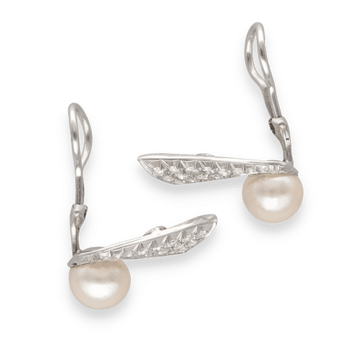 Boucles d'oreilles Boucles d'Oreilles Clips Vers 1970 – Or Gris 18k – 0.90 ct de Diamants G-VS & Perles de Culture 58 Facettes FB10953