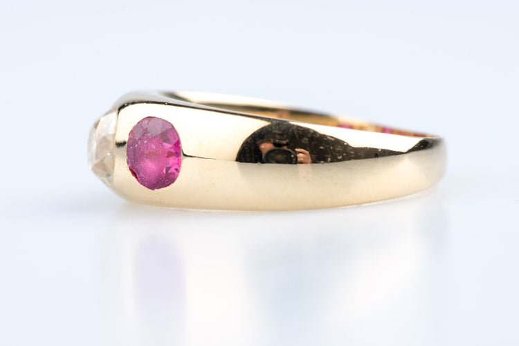 Bague 59 Bague ancienne diamant 1,07 ct et rubis 1,34 ct en or jaune 58 Facettes BGDRUCC1388-107