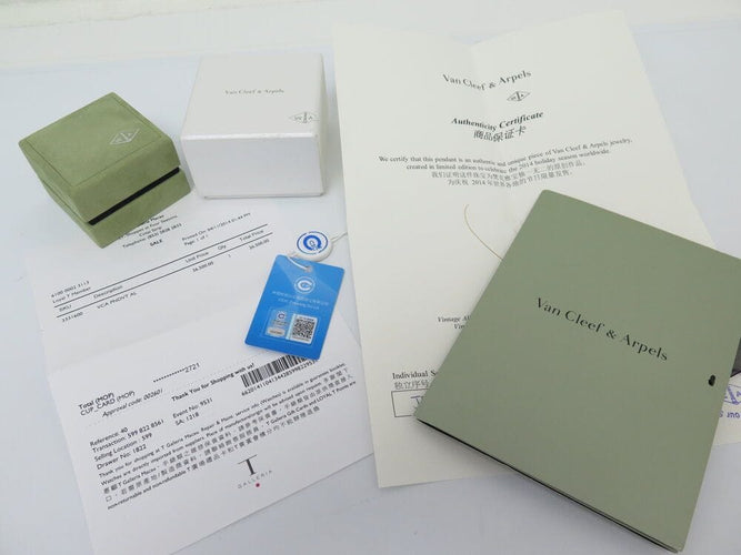 Collier collier van cleef & arples vintage alhambra nacre verte or rose 18k ed lim 58 Facettes 267151