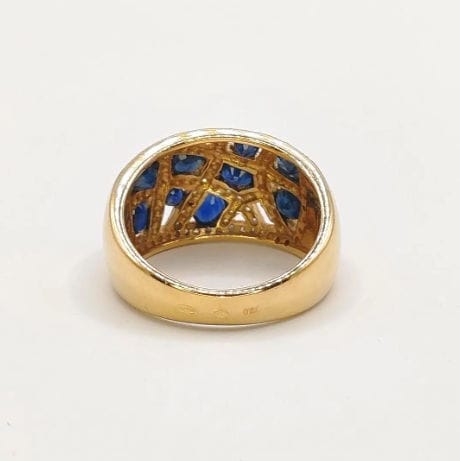 Bague 56 Bague Bandeau or jaune diamants saphirs 58 Facettes