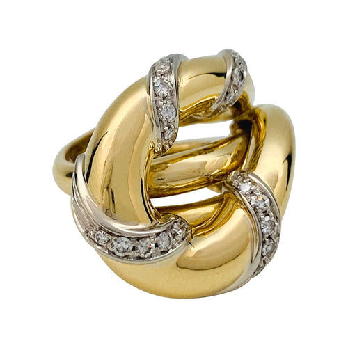 Bague 47 Bague "Noeud", deux ors sertie de diamants. 58 Facettes 31192